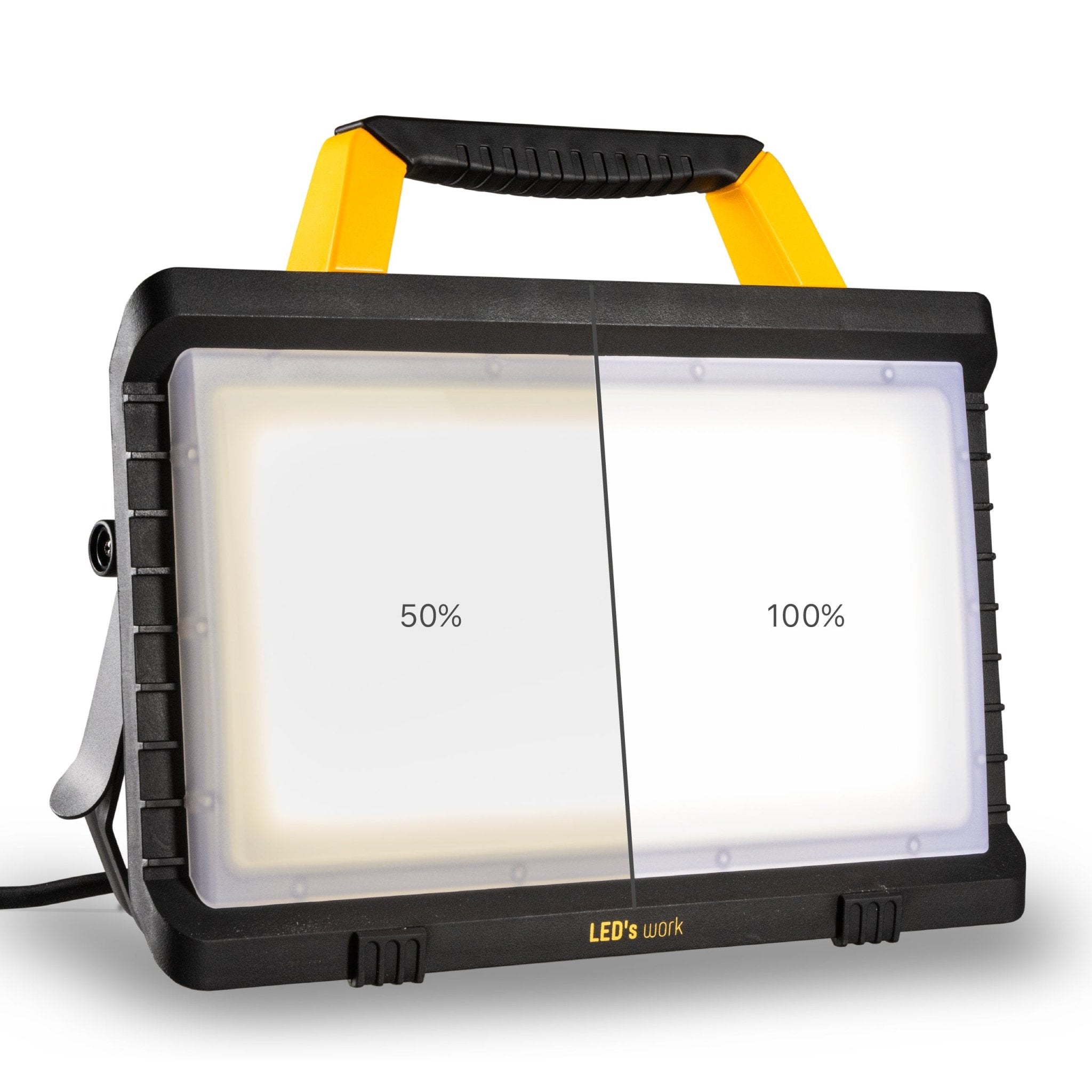 LED's Work Bouwlamp 5000 - 2 extra stopcontacten - 3 meter snoer - IP54 water- en stofbestendig Bouwlampen Led.nl