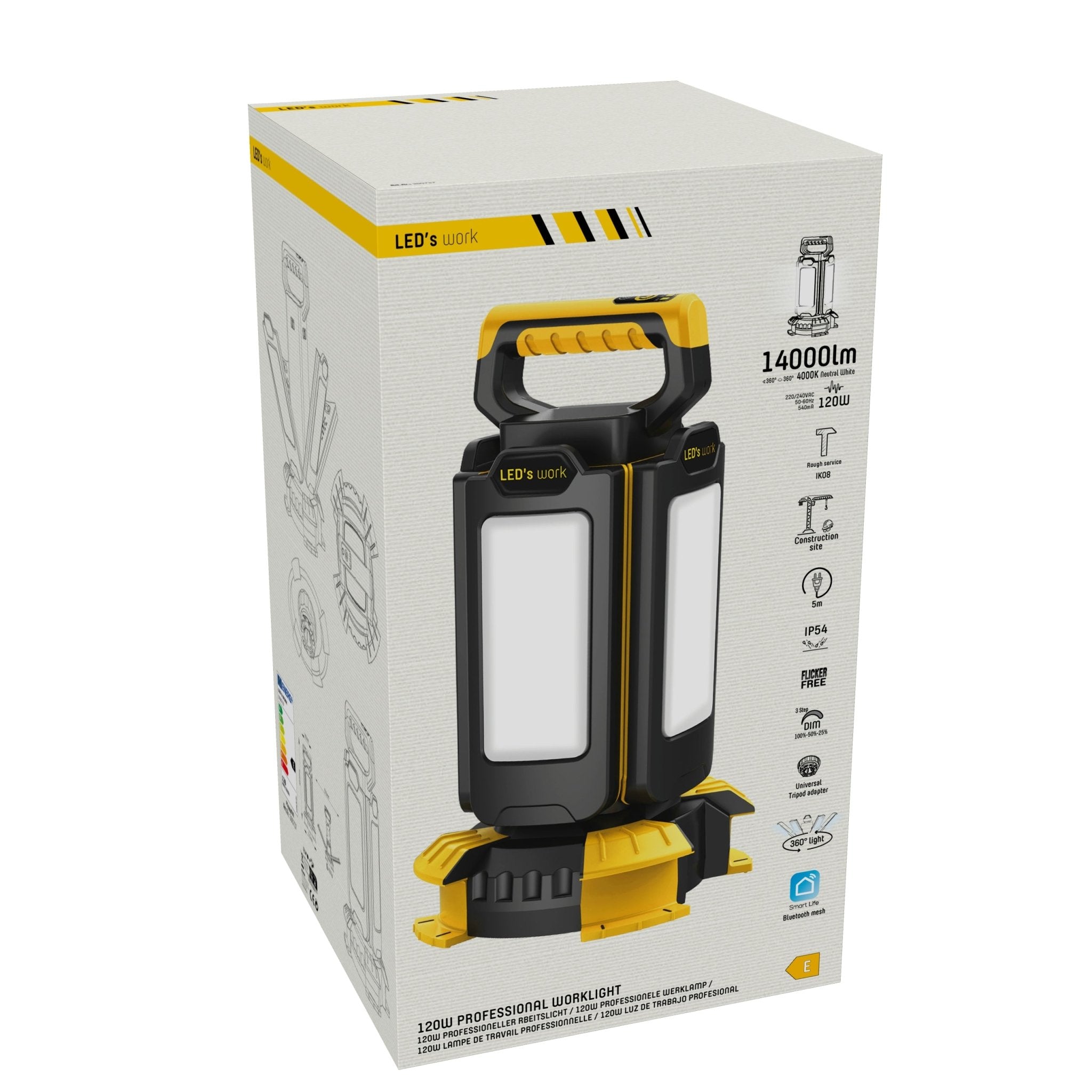 LED's Work NovaLight Bouwlamp 14000 - 4 lichtpunten - Dimbaar - IP54 waterdicht en stofdicht Bouwlampen Led.nl
