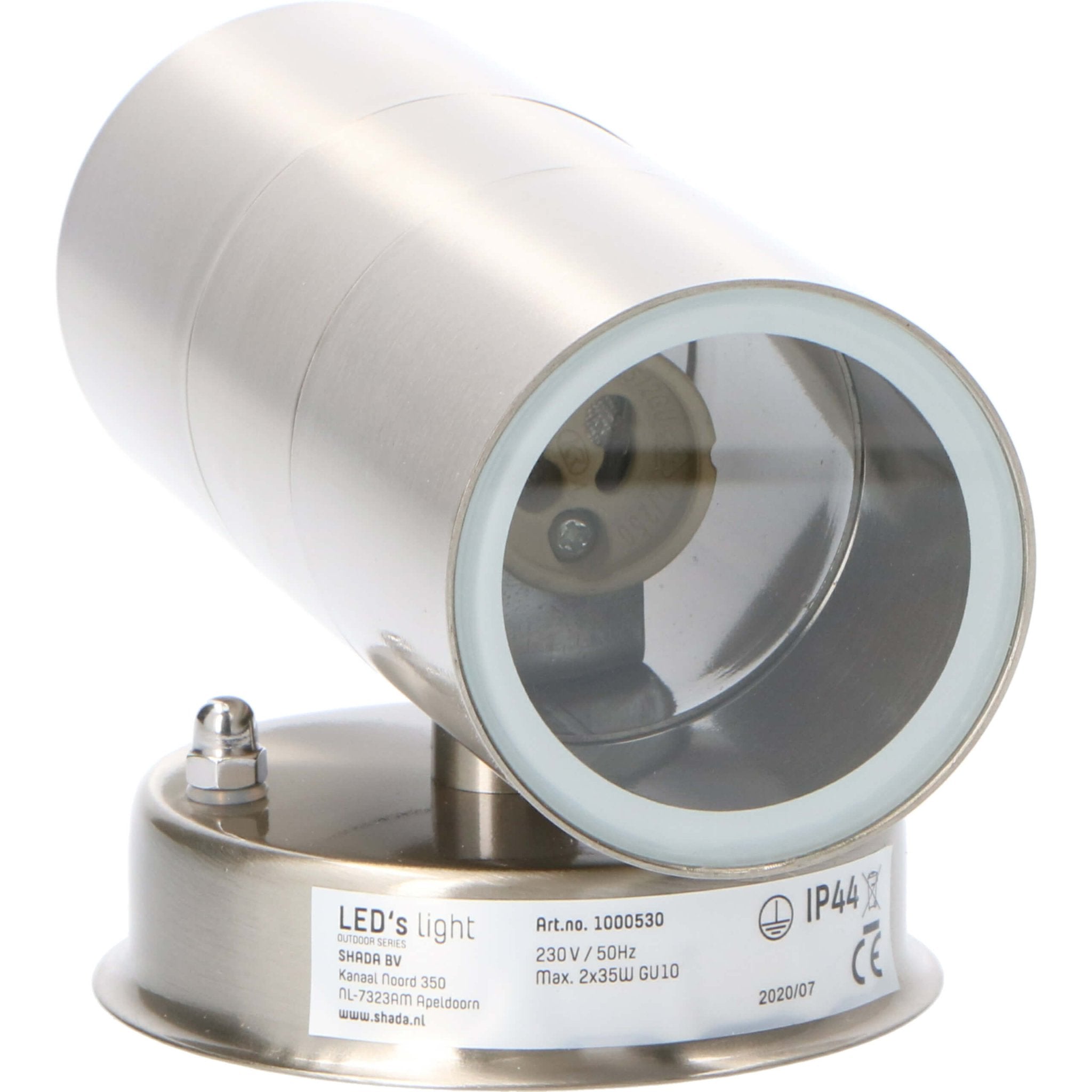 LED's Light RVS LED Muurlamp Buiten - Spot met 2 x GU10 fitting - Model Catania - IP44 - Zilver Spotjes LED.nl