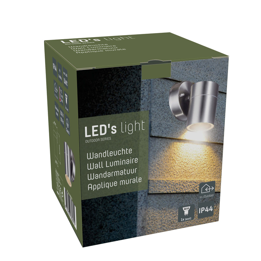 Edelstahl LED Wandleuchte für den Außenbereich - Spot mit GU10 Fassung - Modell Monza - IP44 - Silber - lidstore.shop