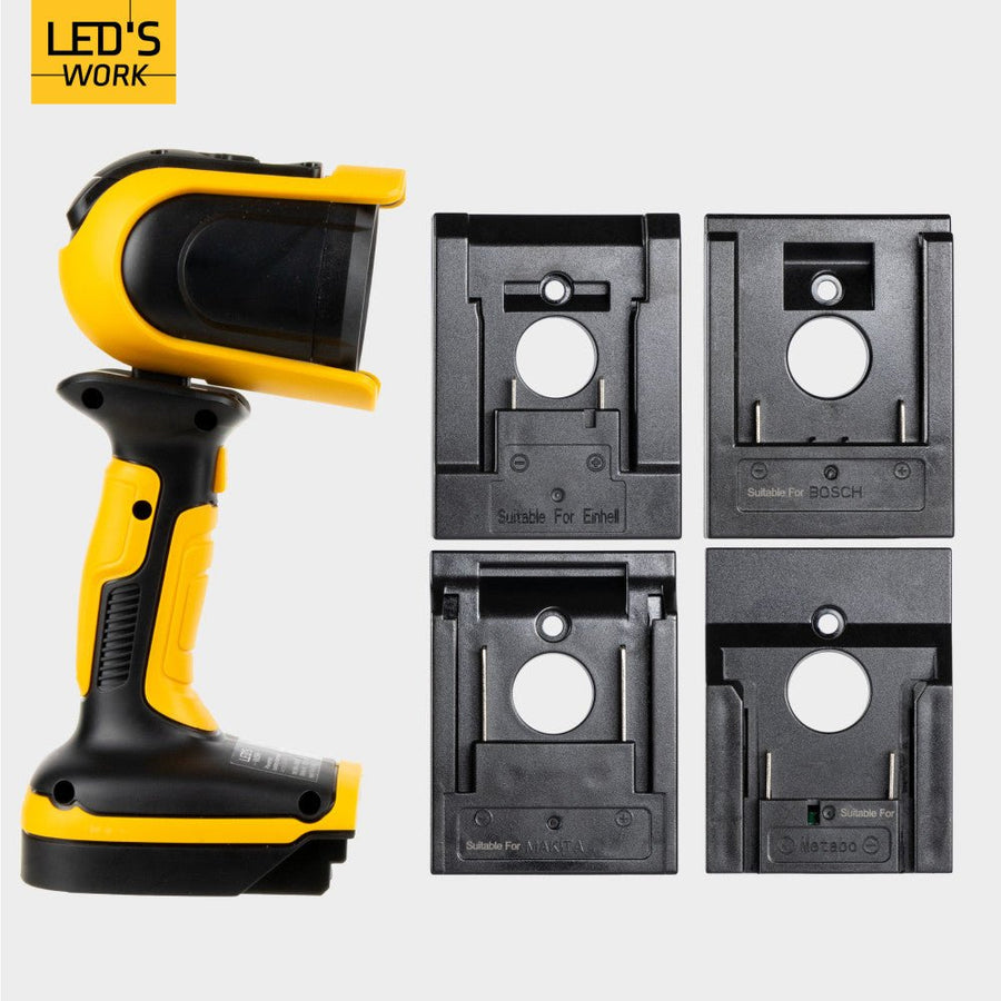 LED-Arbeitsleuchte mit 18-V-Akku, inkl. Adapter für Elektrowerkzeuge – 5 W, 500 lm, 5000 K – IP20, IK08 - lidstore.shop