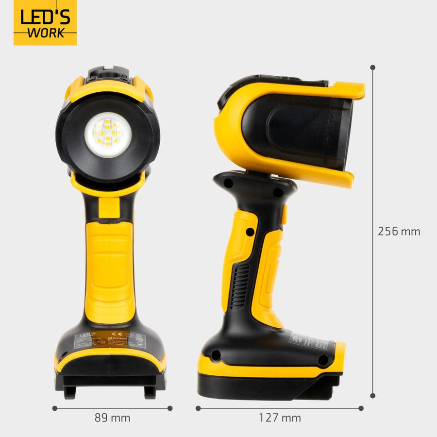 LED-Arbeitsleuchte mit 18-V-Akku, inkl. Adapter für Elektrowerkzeuge – 5 W, 500 lm, 5000 K – IP20, IK08 - lidstore.shop
