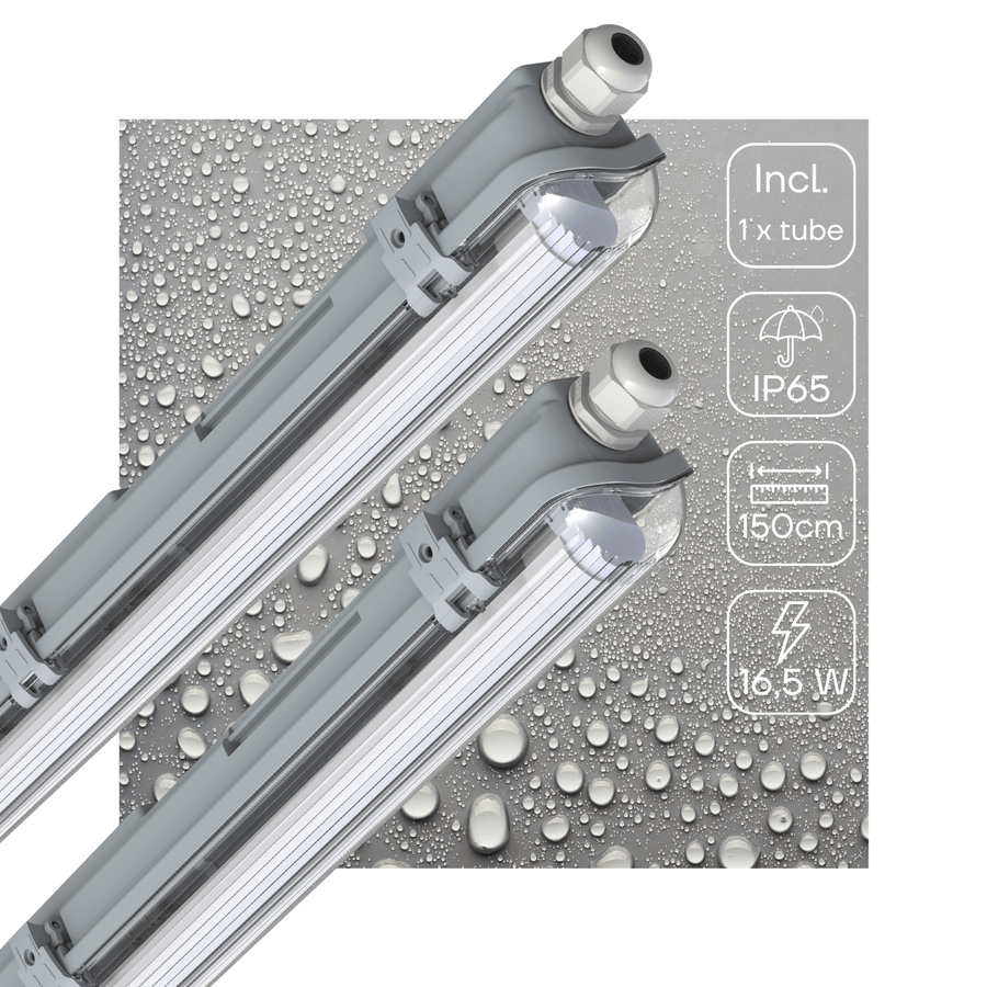 2er-Pack – LED-Leuchtstofflampe mit 150 cm LED-Röhre – Für Innen- und Außenbereich – 3060 lm – 16,5 W – 4000 K – 185 lm/W – Energieeffizienzklasse B - lidstore.shop