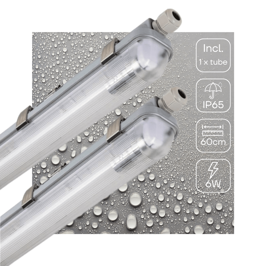2er-Pack – LED-Leuchtstofflampe mit 60 cm LED-Röhre – Für Innen- und Außenbereich – 1100 lm – 1 x 6 W – 185 lm/W – Energieeffizienzklasse B - lidstore.shop