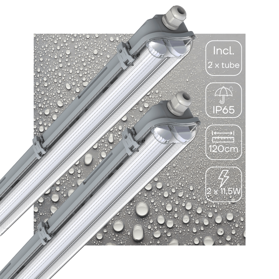 2er-Pack – LED-Doppel-LED-Leuchtstofflampe 120 cm – inklusive LED-Röhren – für Innen und Außen – 4260 lm – 4000 K – 2 x 11,5 W – 185 lm/W – Energieeffizienzklasse B - lidstore.shop