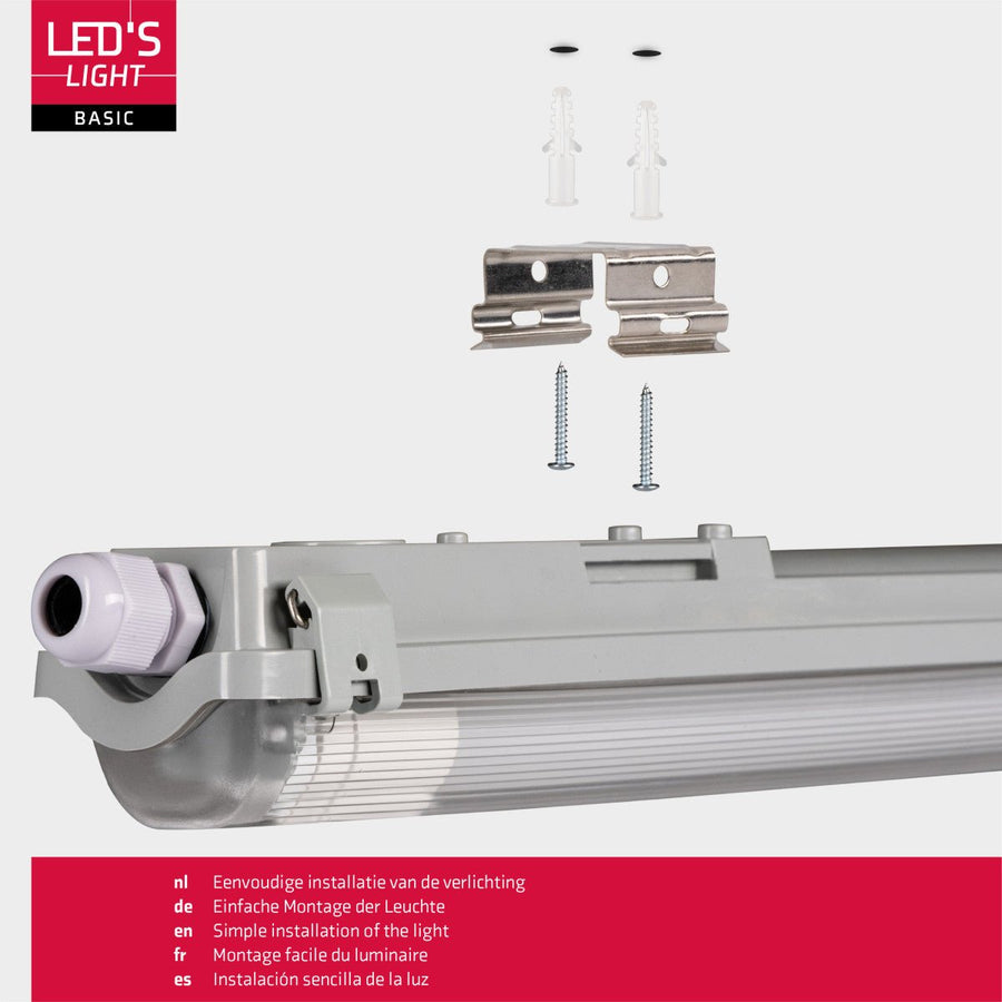 2er-Pack – LED-Leuchte, TL-Leuchte mit Lampe, 150 cm, kaltweißes Licht 6500 K, wasserdicht, Komplettset - lidstore.shop