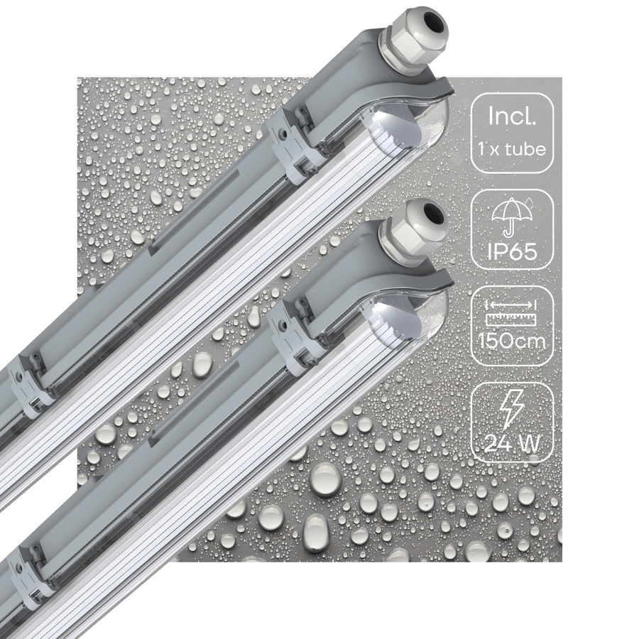 2er-Pack – LED-Leuchte, TL-Leuchte mit Lampe, 150 cm, kaltweißes Licht 6500 K, wasserdicht, Komplettset - lidstore.shop