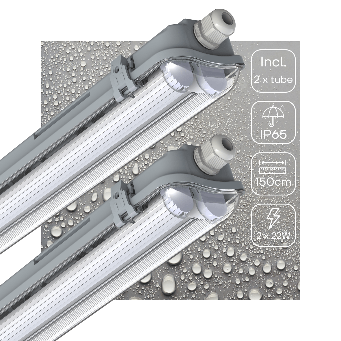 2 PACK - LED's Light LED TL dubbel armatuur 150 cm - Compleet met 2 LED TL buizen 150 cm - 5760lm LED.nl