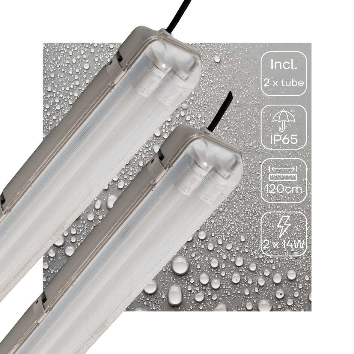 2 PACK - LED's Light LED TL Armatuur licht balk met sensor - incl Dubbele buis 2x14W 120cm 4000K Bewegingssensor en nachtsensor - Waterdicht - 150lm/w LED.nl