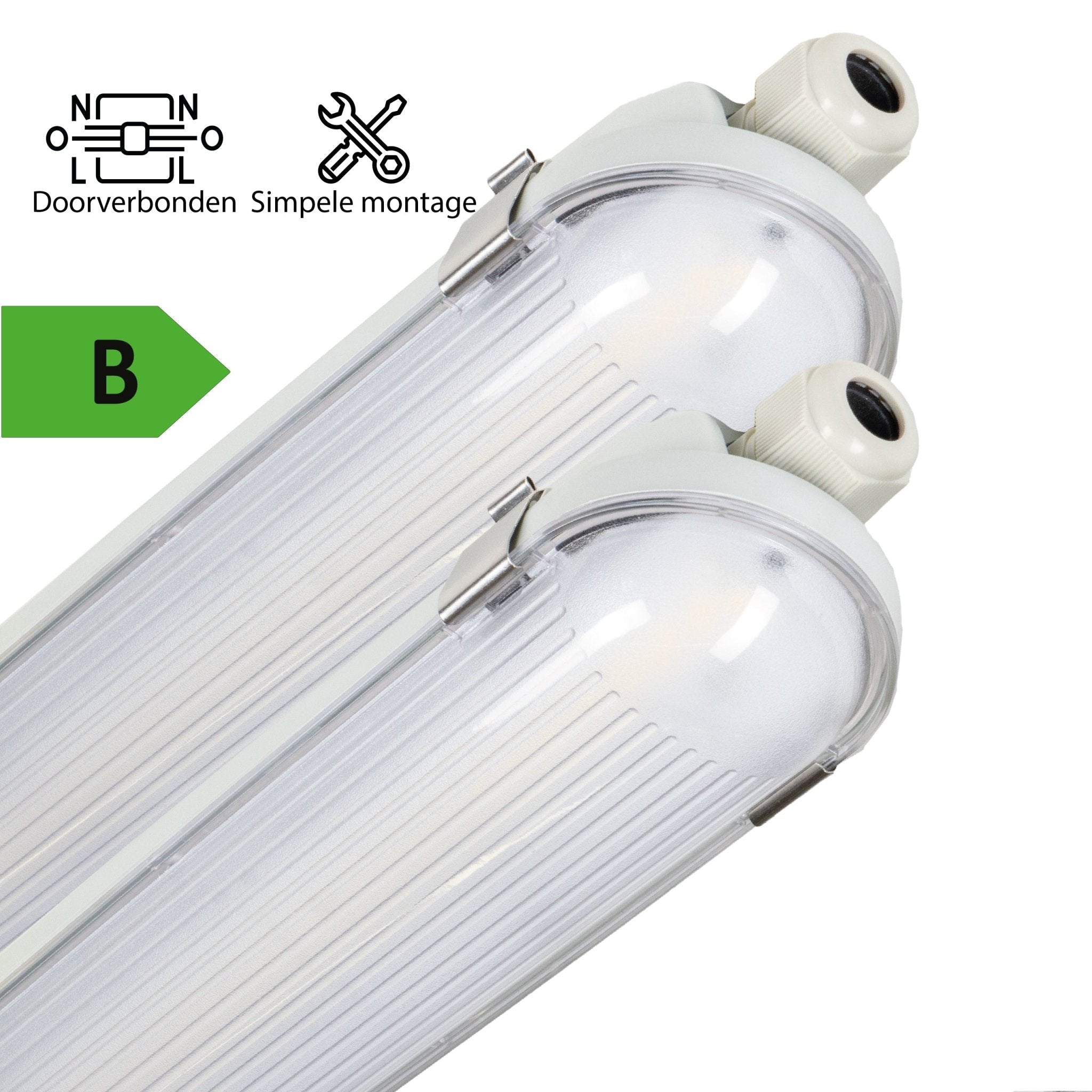 2 PACK - LED's Light Pro Philips TL armatuur met strip 120 cm - Koppelbaar - Power switch - Energielabel B - 5400 lm - 185lm/w - 30W - 4000K TL verlichting LED.nl