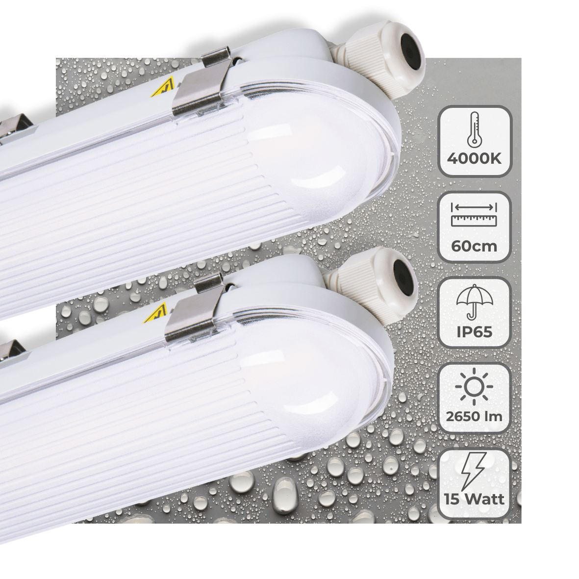 2 PACK - LED's Light Pro Philips TL Armatuur Strip 60 cm - Koppelbaar - Energielabel B - IP65 waterdicht - 2650 lm - 175lm/w TL verlichting LED.nl