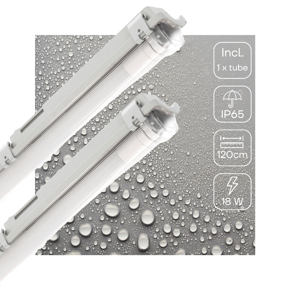 2 PACK - LED's Light Proventa TL Armatuur LED compleet 120 cm - Armatuur met LED Buis - Waterdicht - 2160lm TL verlichting LED.nl