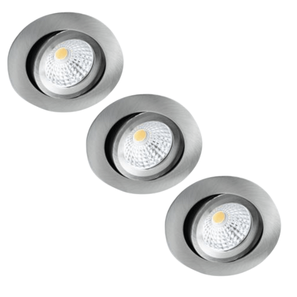 3er-PACK – LED's Light Pro LED Einbaustrahler Nickel – DimToWarm – Ø 68 mm – Schwenkbar – Warmweißes Licht – CRI95 - lidstore.shop