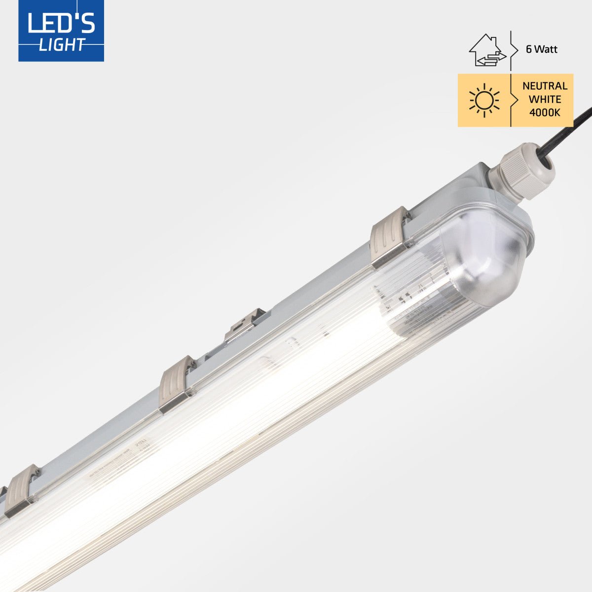 4 PACK - LED's Light Complete LED TL lamp met LED buis 60 cm - Binnen en buiten - 1100 lm - 1x6W - 185lm/w - Energielabel B LED.nl