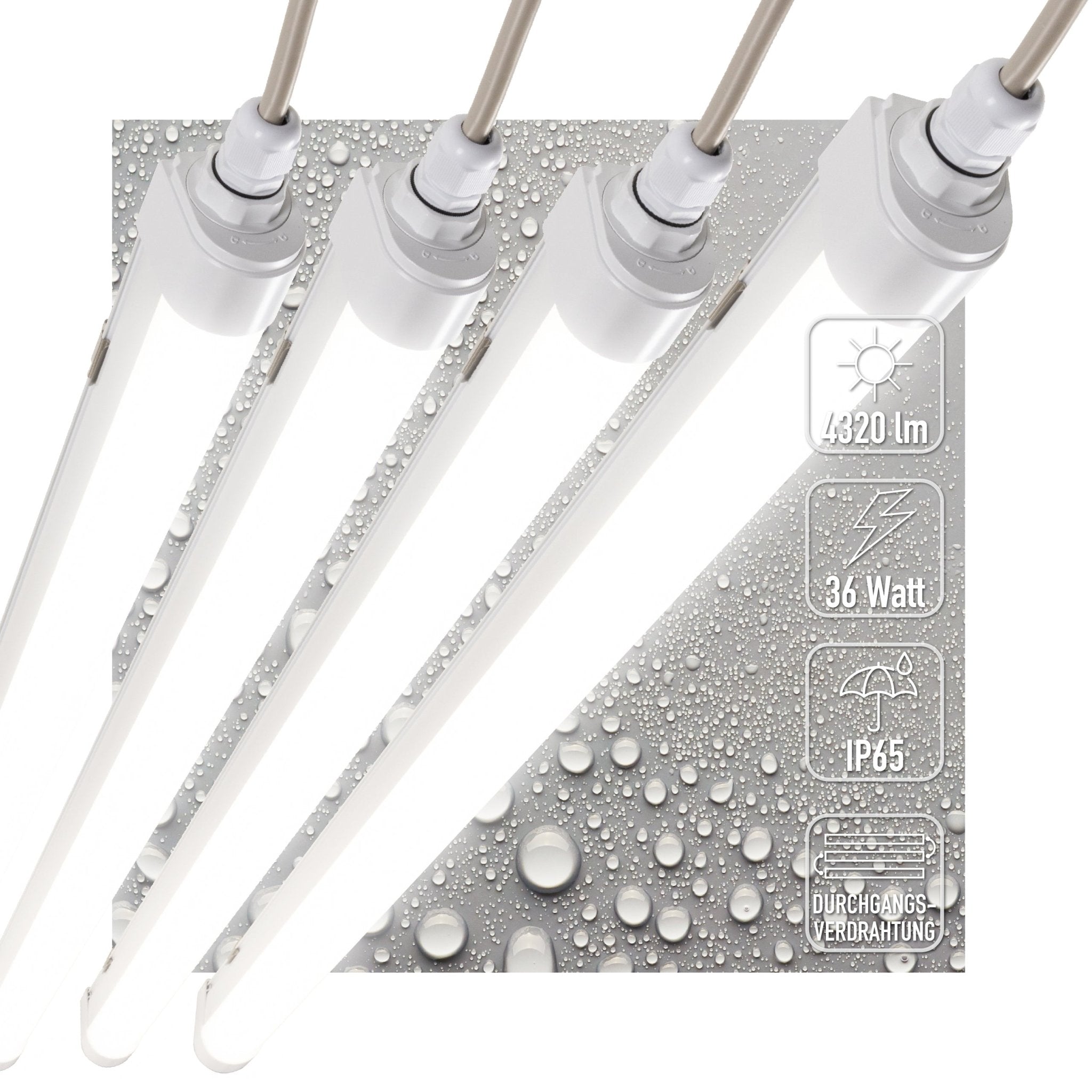 4 PACK - LED's Light LED TL lamp compleet - Koppelbaar tot 10 lampen - Waterdicht - 36W, 120cm, 4320lm 4000K - IP65 IK08 TL verlichting LED.nl