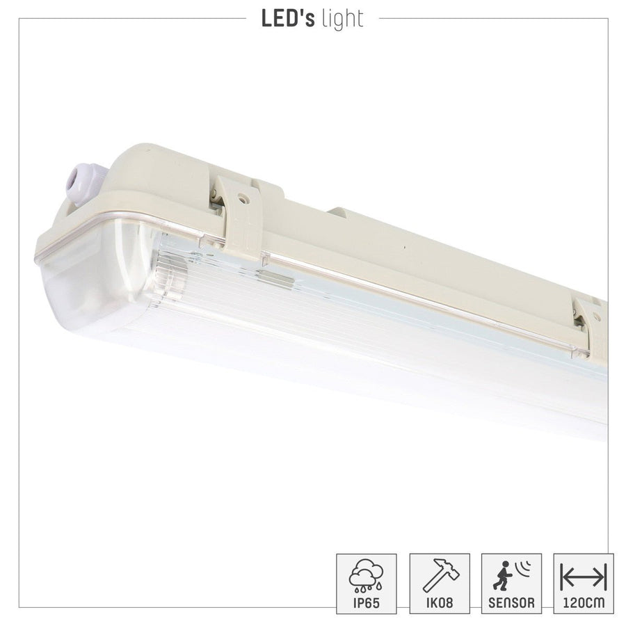 4er-Pack – LED-Leuchtstoffröhre mit Sensor – inkl. Doppelröhre (2 x 14 W), 120 cm, 4000 K, Bewegungs- und Nachtsensor – wasserdicht – 150 lm/W - lidstore.shop
