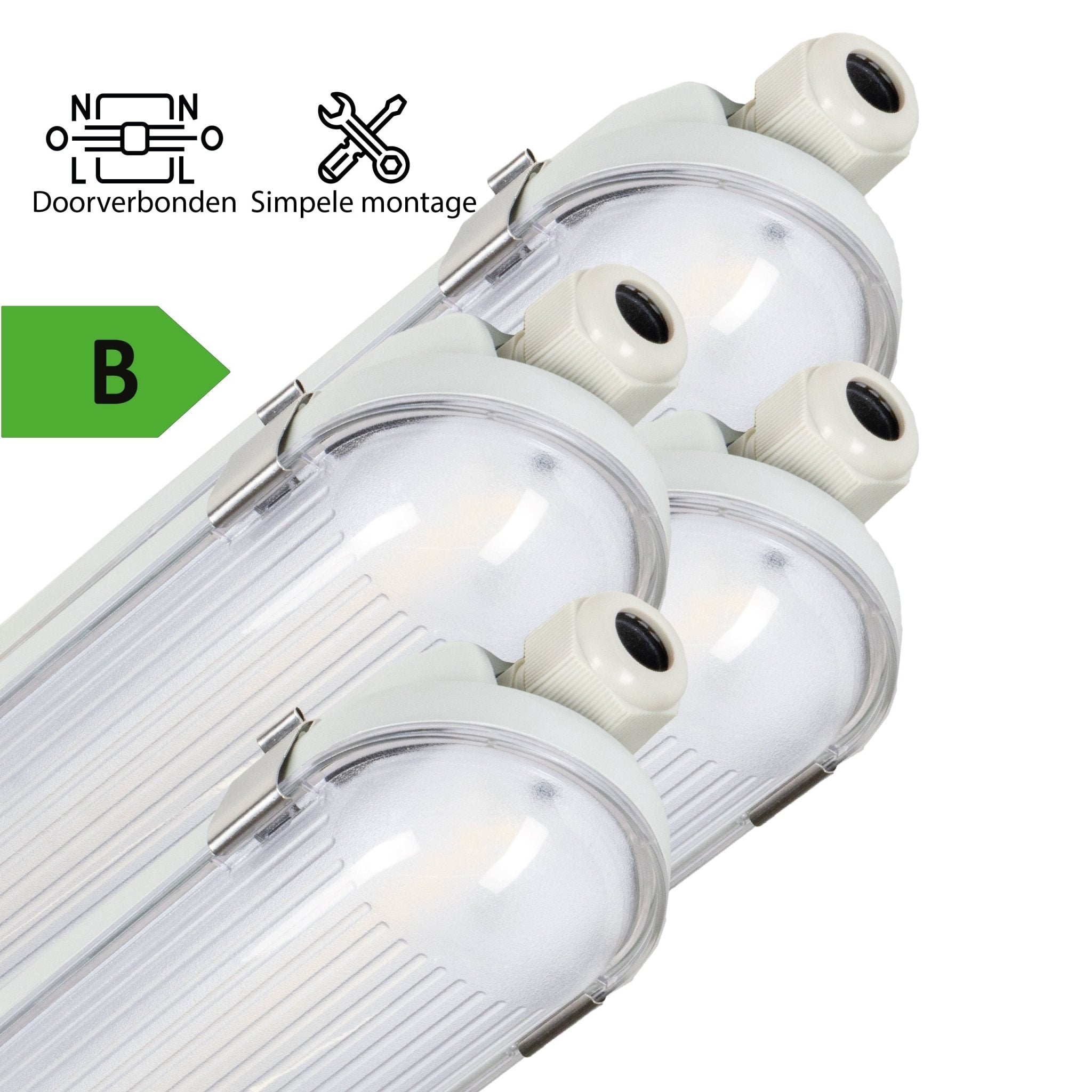 4 PACK - LED's Light Pro Philips Koppelbare TL armatuur 150 cm - 40W - Energielabel B - Dimbaar licht - 7200 lm - 180Lm/W - IP65 - 4000K - IK08 TL verlichting LED.nl