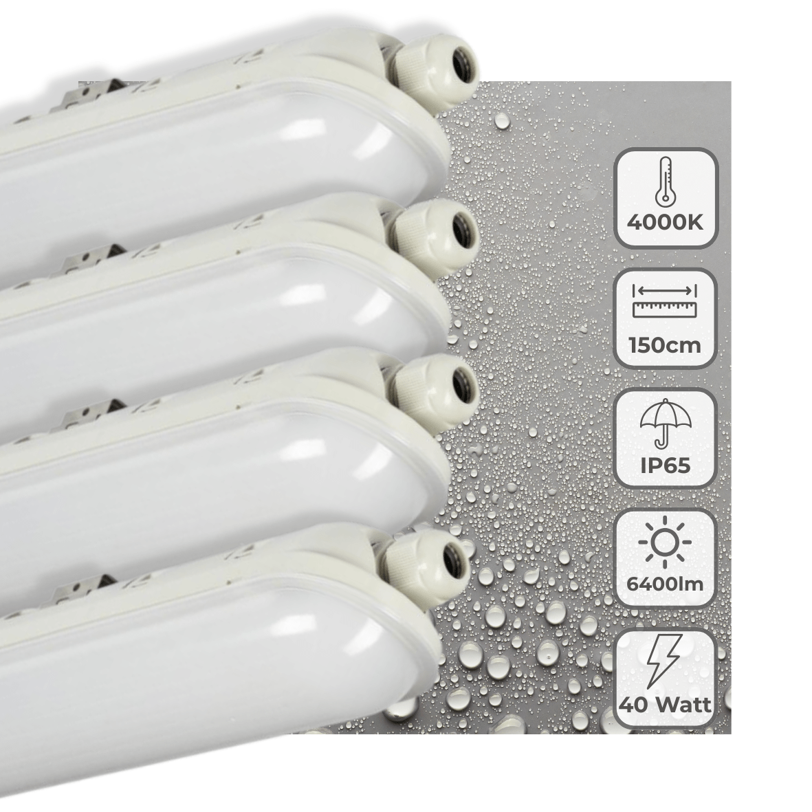 4 PACK - LED's Light Pro Premium Koppelbaar LED TL armatuur 40W 150cm 6400lm 4000K 160lm/w TL verlichting LED.nl