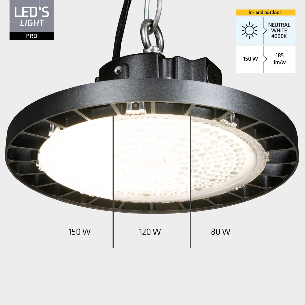 High Bay - 150W 27750lm 4000K - MOSO Driver - IP65 IK10 - Dimbaar High bays LED.nl
