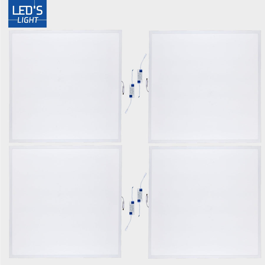 4er-PACK LED's Light LED-Panel quadratisch 595 x 595 mm – Komplettes Universalpanel mit Treiber – 40 W – 4 Stück - lidstore.shop
