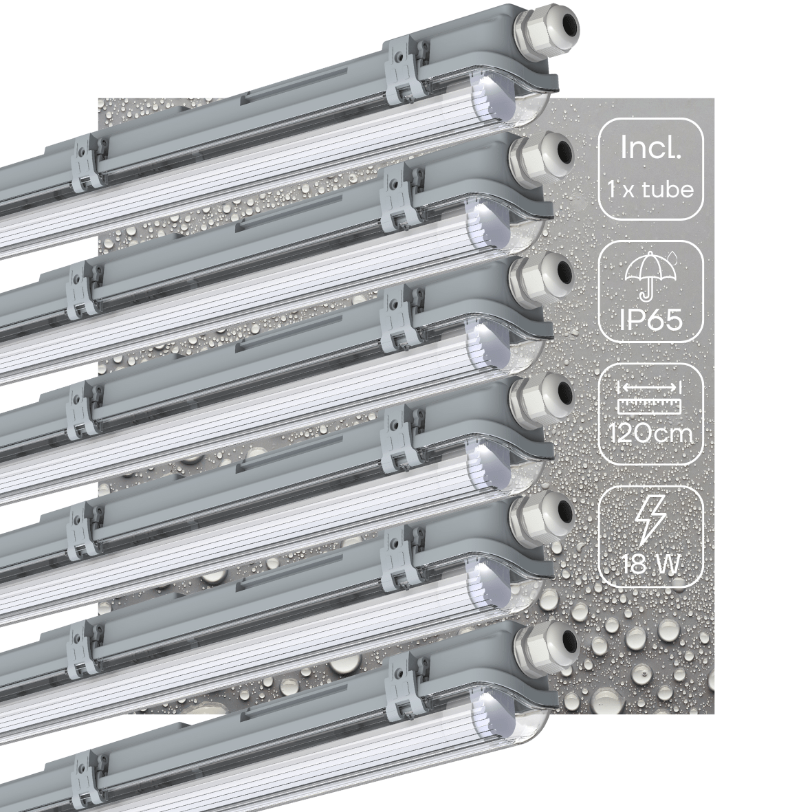 6 PACK - LED's Light LED TL armatuur met lamp 120 cm - Koud wit licht 6500 K - Waterdicht - Complete set LED.nl