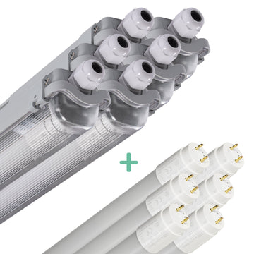 6er-Pack – LED-Leuchte, TL-Leuchte mit Lampe, 120 cm, kaltweißes Licht 6500 K, wasserdicht, Komplettset - lidstore.shop
