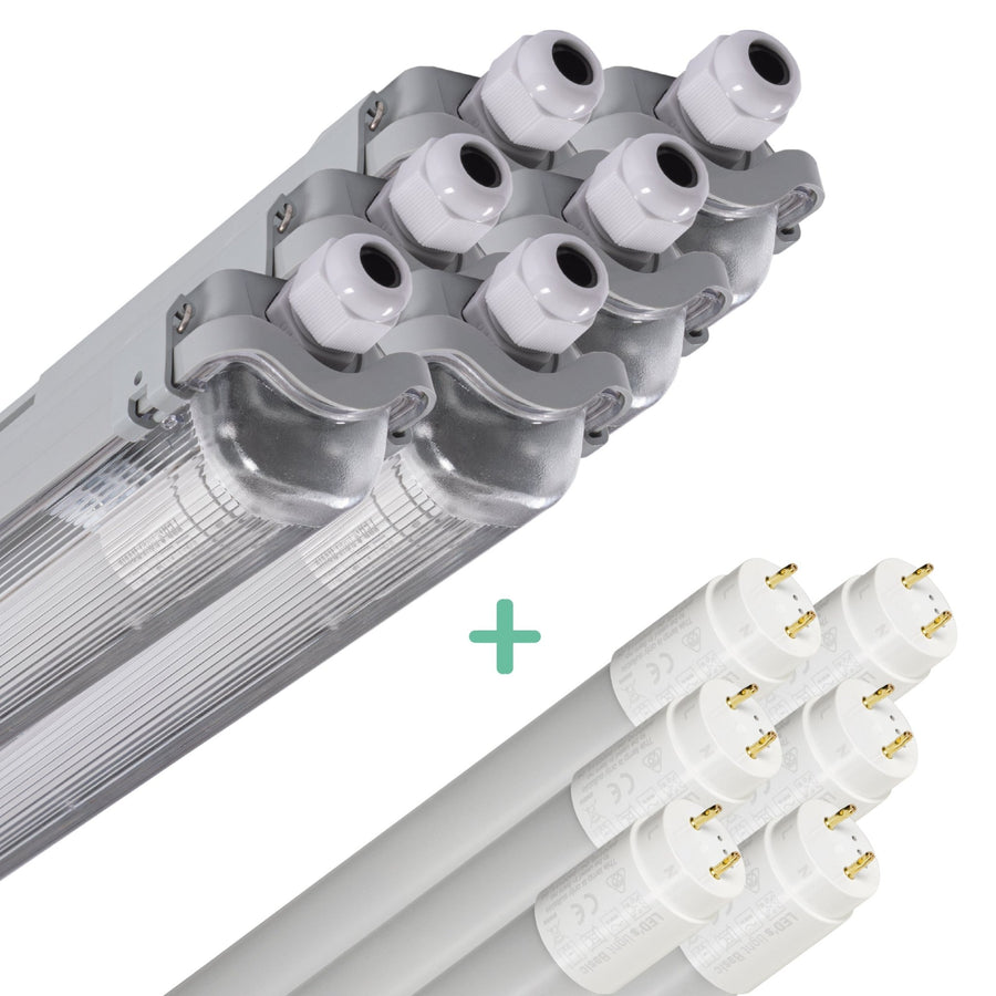 6er-Pack – LED-Leuchte, TL-Leuchte mit Lampe, 120 cm, kaltweißes Licht 6500 K, wasserdicht, Komplettset - lidstore.shop