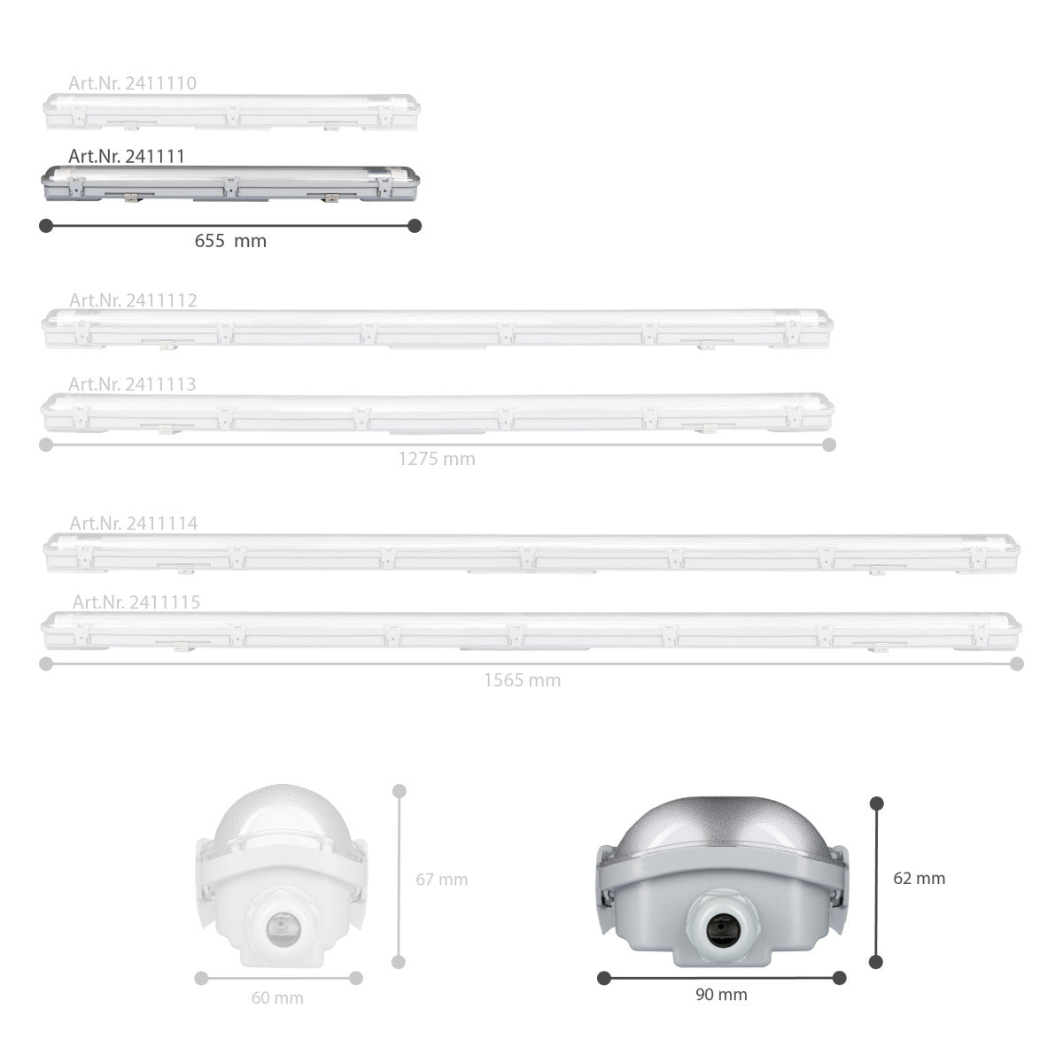 4 PACK - LED's Light LED TL dubbel armatuur 60 cm - Compleet met 2 LED TL buizen 60 cm - 2160lm LED.nl