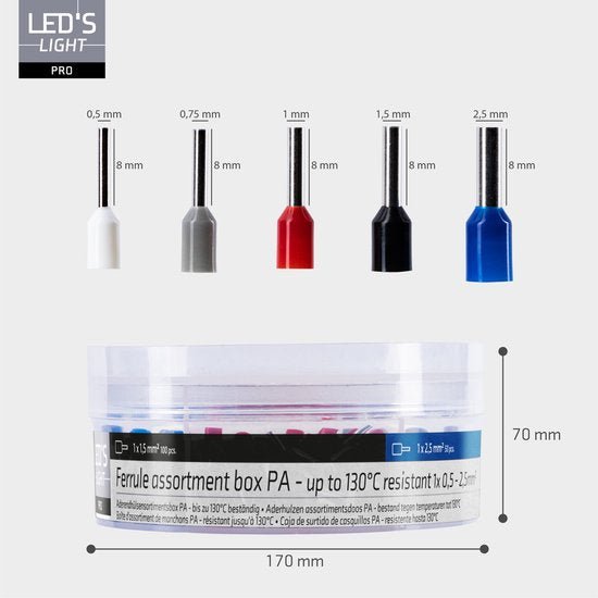 Adelhulzen assortiment set - 5 maten van 0.5mm² tot 2.5mm² - 400 stuks Snoeren LED.nl