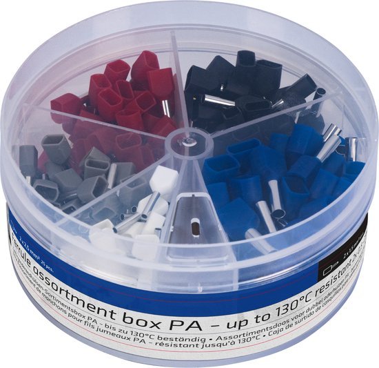 Adereindhulzen assortiment set - 5 maten van 0.5mm² tot 2.5mm² - dubbele draad hulzen - 225 Stuks Snoeren LED.nl