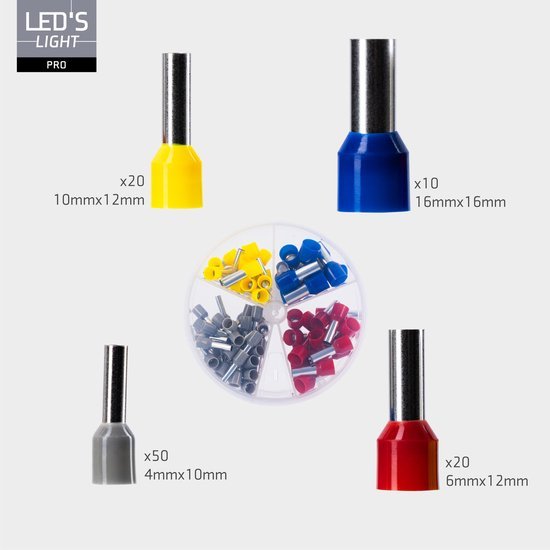 Aderendhülsen Sortiment Set - 5 Größen von 4mm² bis 16mm² - 225-teilig - lidstore.shop