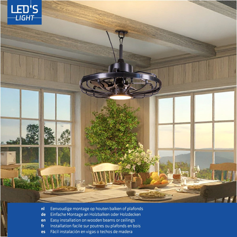 Wetterfeste Deckenleuchte mit Ventilator – Ideal für Veranda/Vordach und Innen-/Außenbereiche  - lidstore.shop