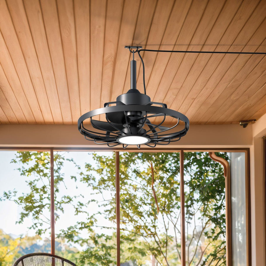 Wetterfeste Deckenleuchte mit Ventilator – Ideal für Veranda/Vordach und Innen-/Außenbereiche  - lidstore.shop