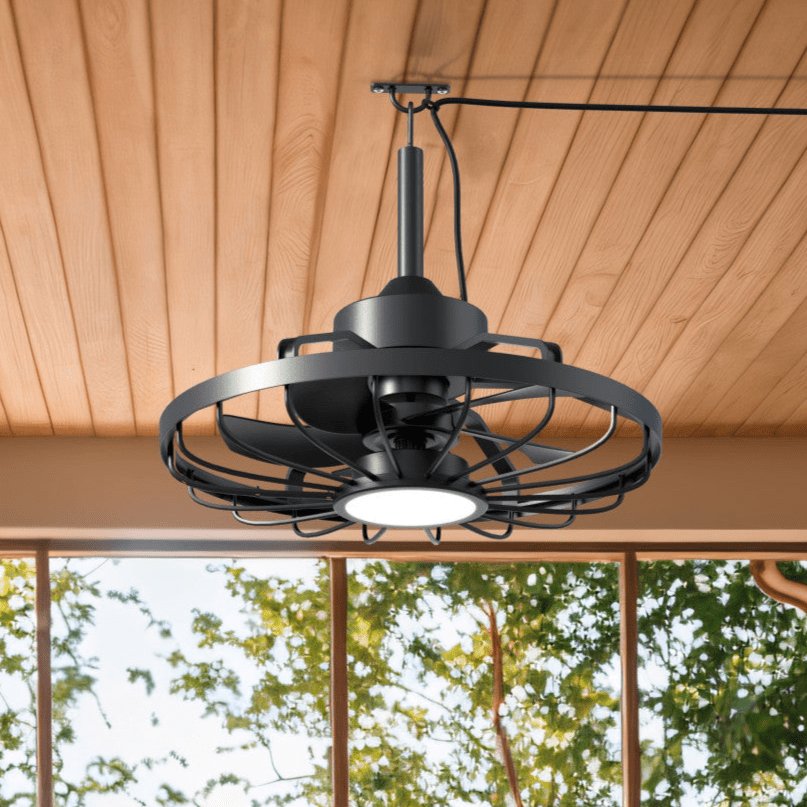 Wetterfeste Deckenleuchte mit Ventilator – Ideal für Veranda/Vordach und Innen-/Außenbereiche  - lidstore.shop