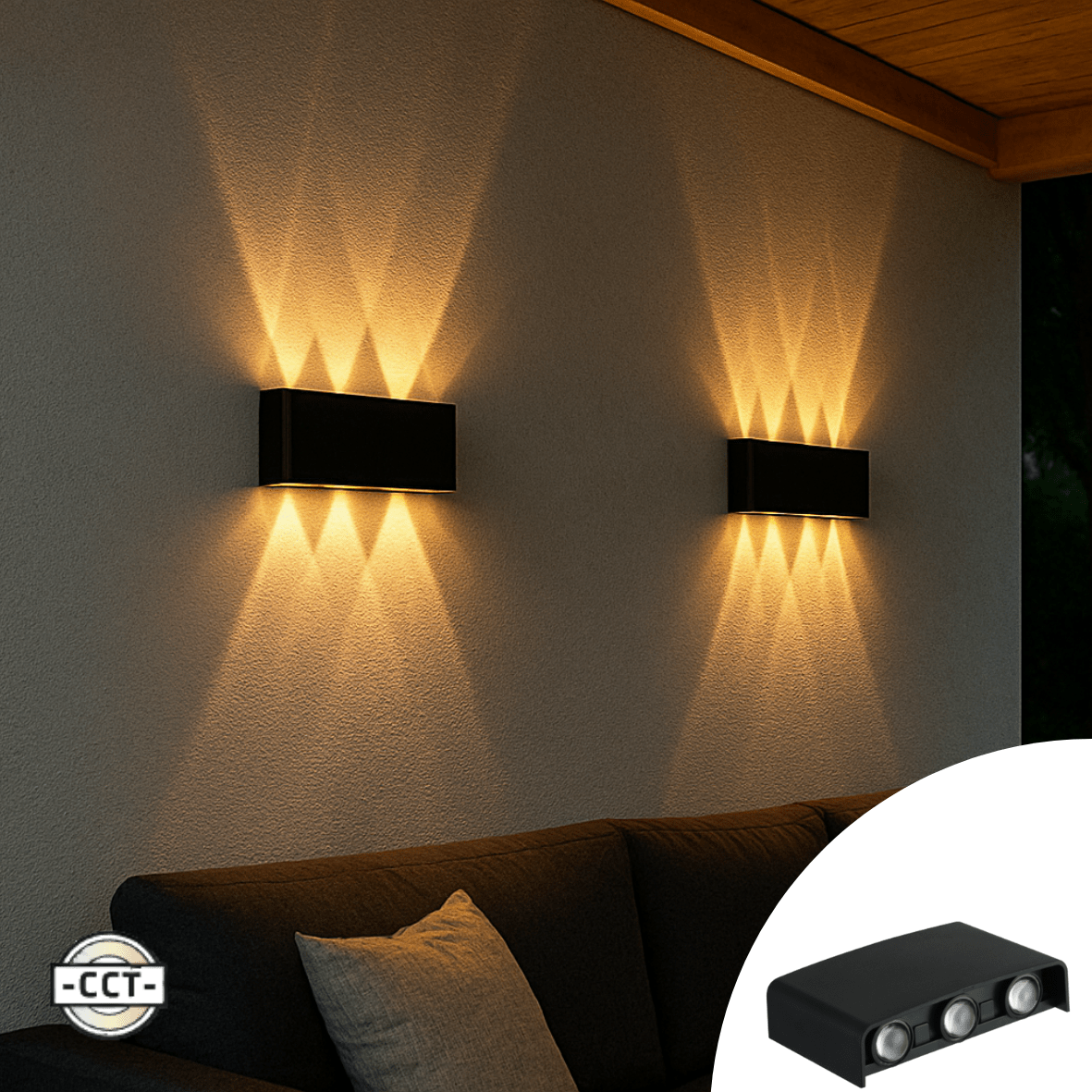 Buitenlamp met Lichtbron - Wandarmatuur - 450lm 2000K/2700K/4000K - Zwart - IP65 LED.nl
