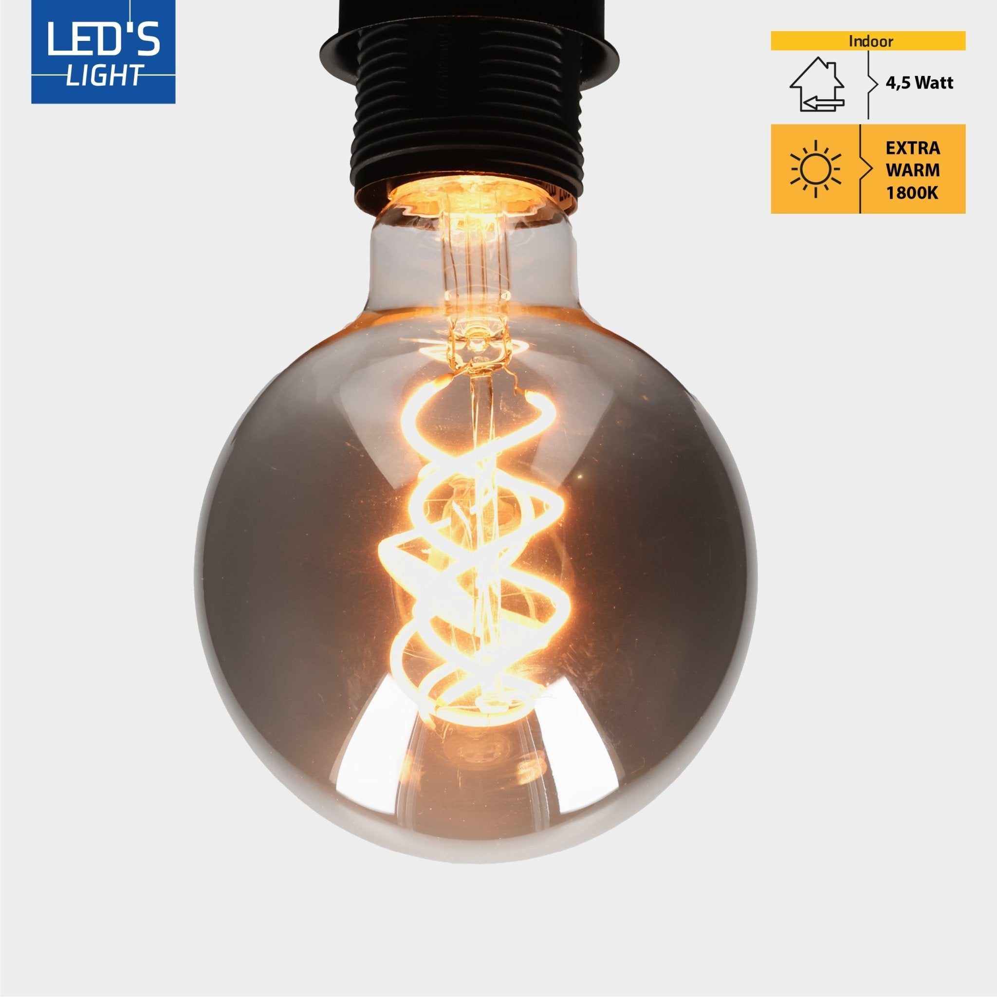 LED Lamp Smokey E27 - Edison Vintage - Dimbaar licht - Bol G95 Dimbare filament lampen LED.nl