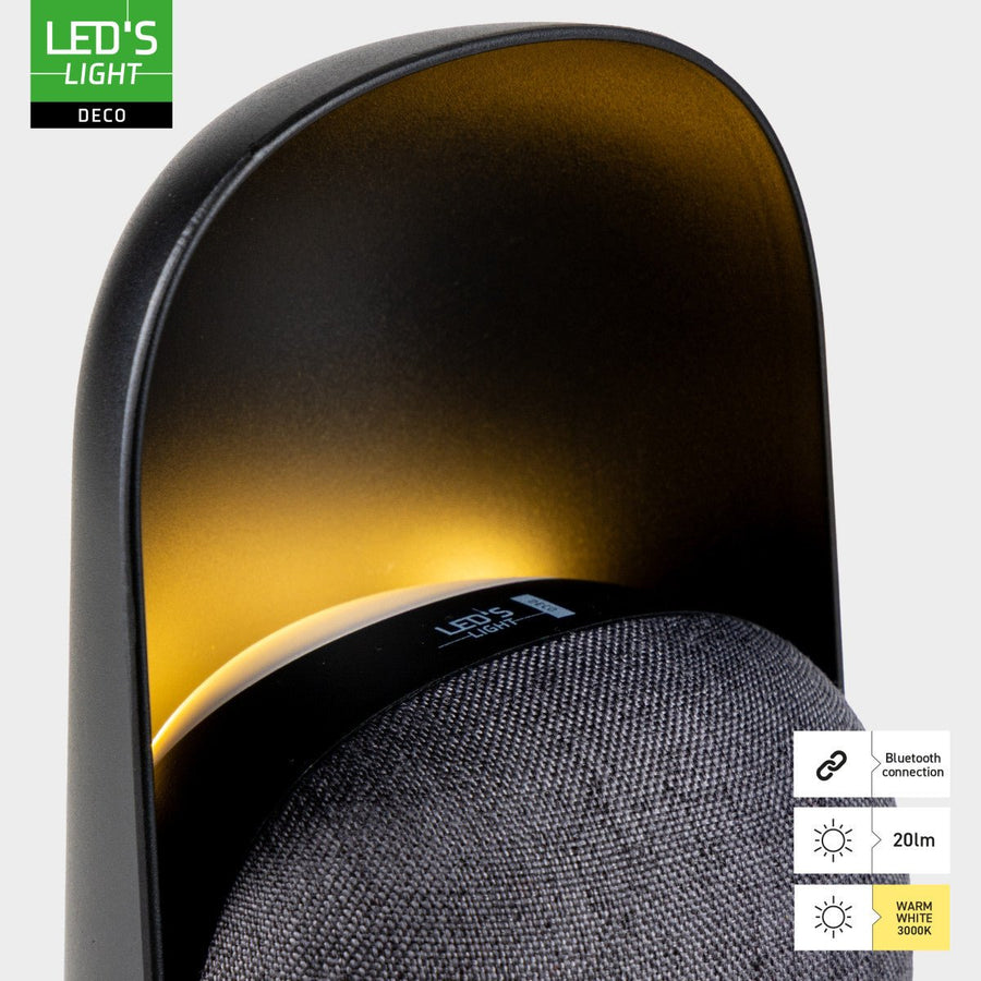 LED-Nachtlicht mit Bluetooth-Lautsprecher – Wiederaufladbar – 1200 mAh – IP20 – Schwarz - lidstore.shop