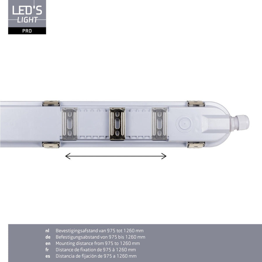 9er-Pack – LED-Leuchte mit LED-Streifen, verbindbar, Farbtemperatur/Leistungsauswahl – 180 lm/W, 39 W, 150 cm, 7020 lm, 3000 K/4000 K/6500 K – Schutzart IP65, IK08 - lidstore.shop
