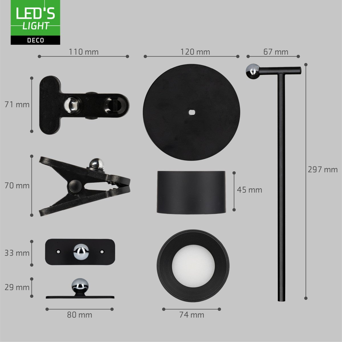 LED's Light 3-in-1 Draadloos Oplaadbaar Spotje - Tafellamp, Klemlamp & Wandlamp - Zwart Tafellampen Led.nl