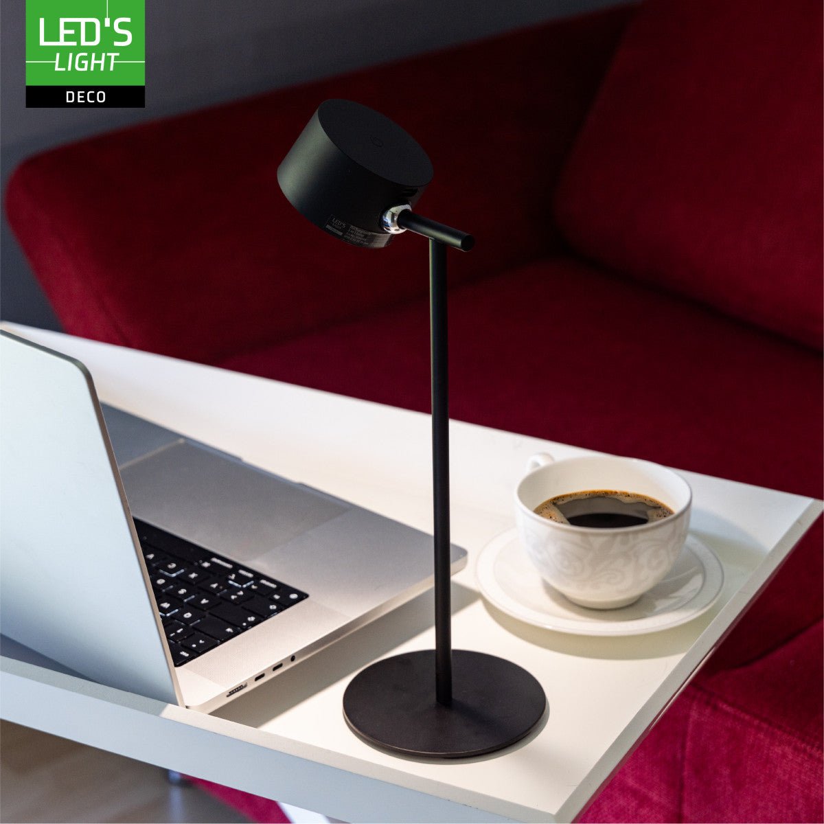 LED's Light 3-in-1 Draadloos Oplaadbaar Spotje - Tafellamp, Klemlamp & Wandlamp - Zwart Tafellampen Led.nl