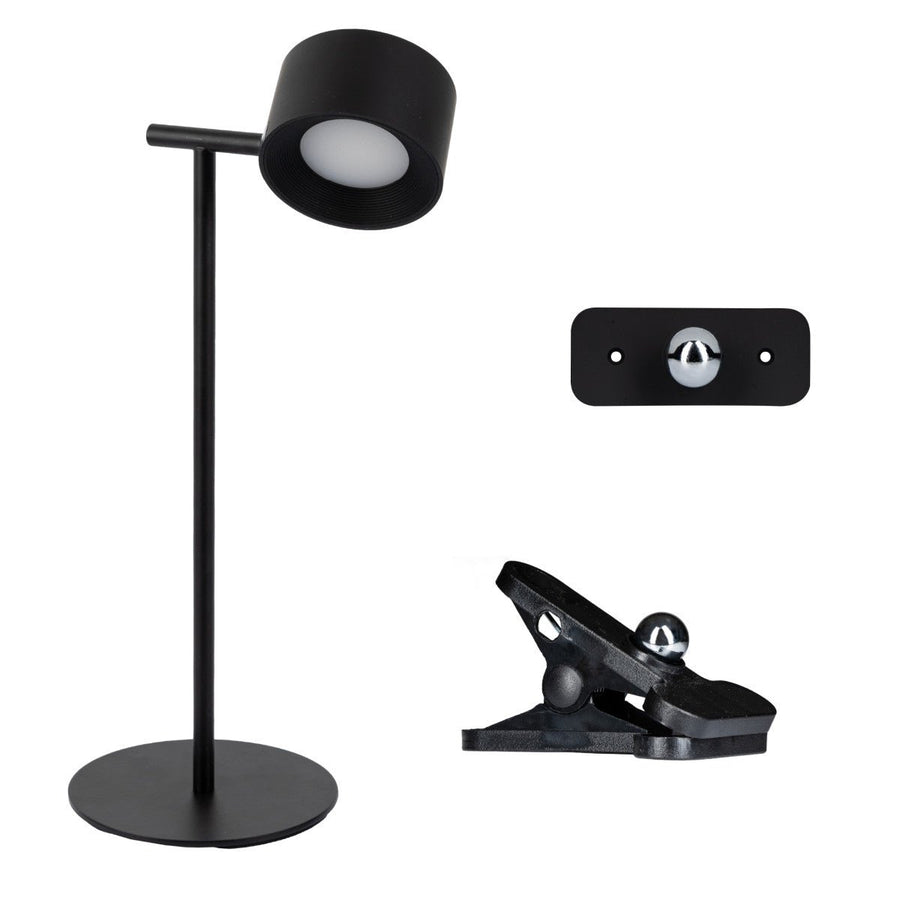 LED's Light 3-in-1 Kabelloser wiederaufladbarer Strahler - Tischleuchte, Klemmleuchte &amp; Wandleuchte - Schwarz - lidstore.shop