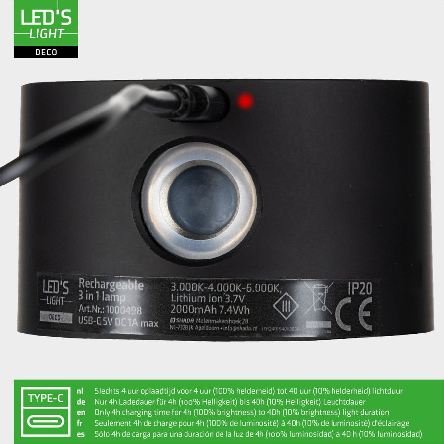 LED's Light 3-in-1 Kabelloser wiederaufladbarer Strahler - Tischleuchte, Klemmleuchte &amp; Wandleuchte - Schwarz - lidstore.shop