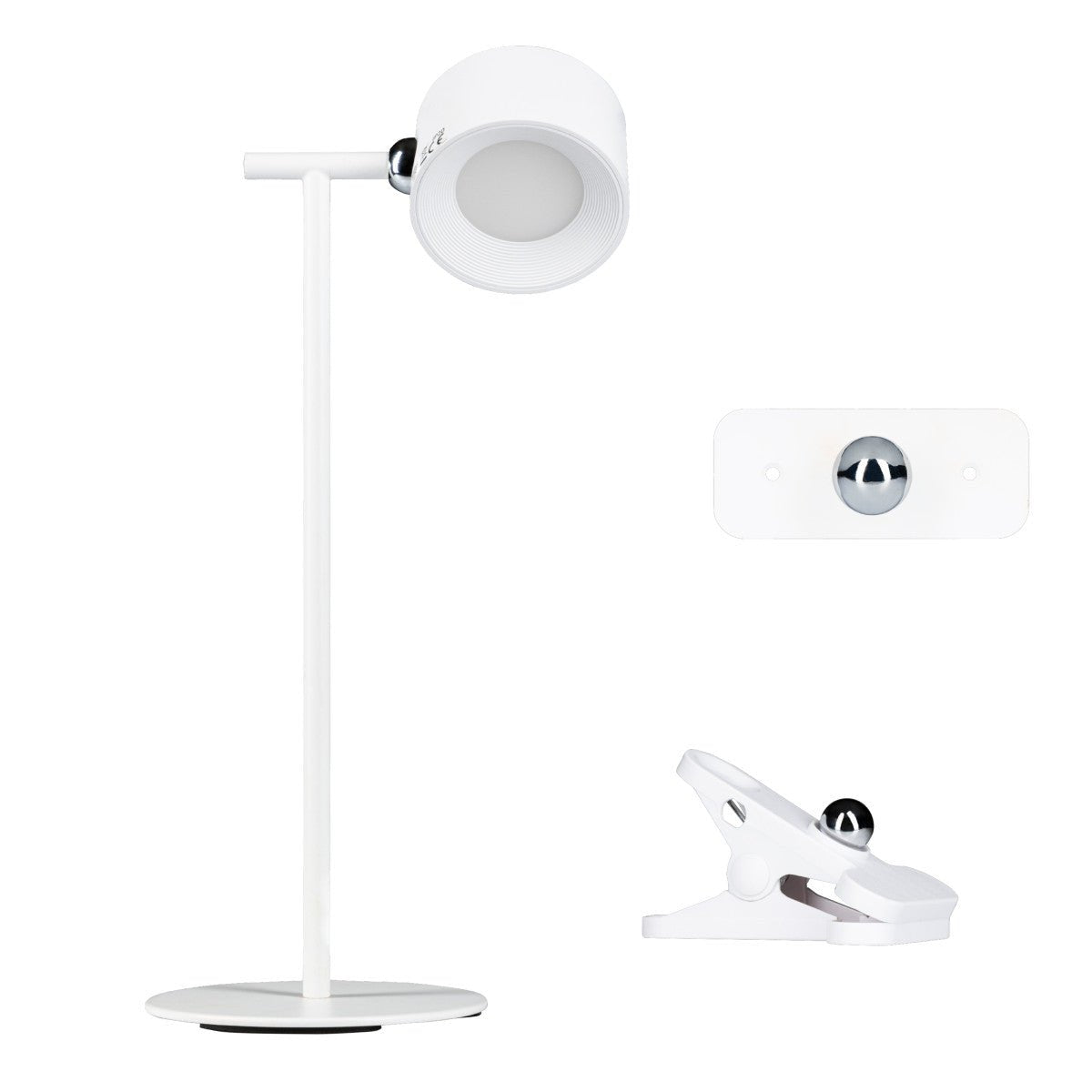 LED's Light 3-in-1 draadloze oplaadbare lamp met magnetische muurbeugel, voet en klem - Wit Tafellampen Led.nl