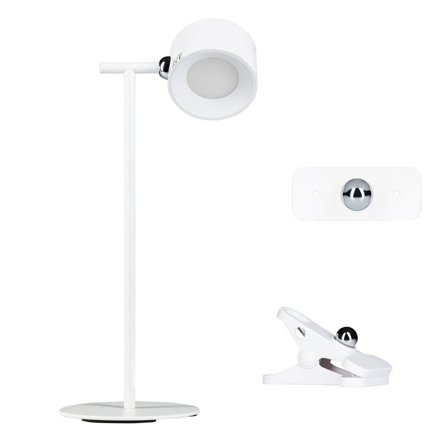 LED's Light 3-in-1 kabellose wiederaufladbare Lampe mit magnetischer Wandhalterung, Sockel und Klemme - Weiß - lidstore.shop
