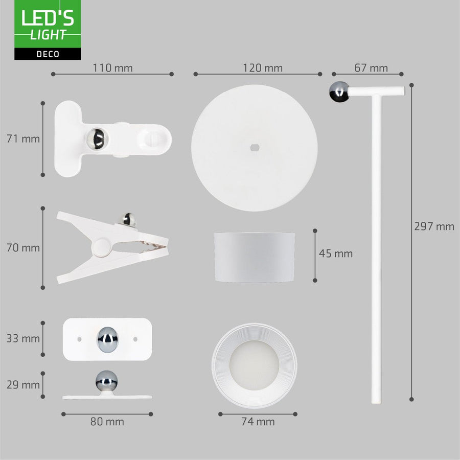 LED's Light 3-in-1 kabellose wiederaufladbare Lampe mit magnetischer Wandhalterung, Sockel und Klemme - Weiß - lidstore.shop