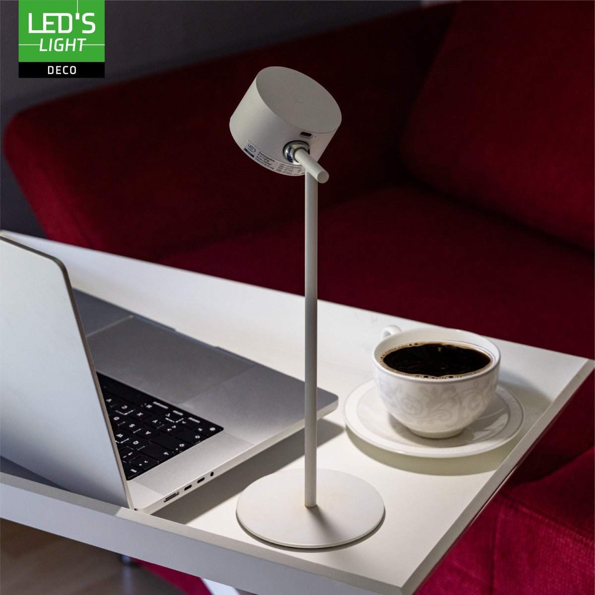 LED's Light 3-in-1 draadloze oplaadbare lamp met magnetische muurbeugel, voet en klem - Wit Tafellampen Led.nl