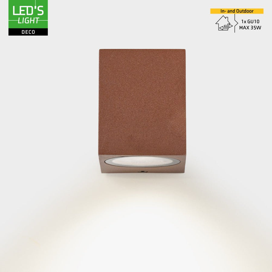 LED-Würfel-Außenleuchte – Wandleuchte – 1xGU10 – Rostfarben – IP44  - lidstore.shop