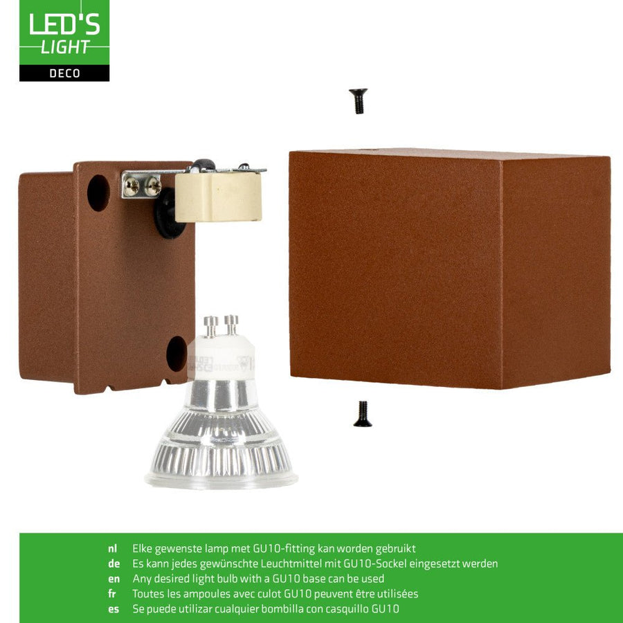 LED-Würfel-Außenleuchte – Wandleuchte – 1xGU10 – Rostfarben – IP44  - lidstore.shop