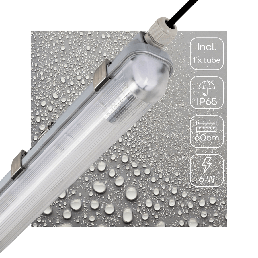 LED-Leuchtstofflampe mit 60 cm LED-Röhre – für Innen und Außen – 1100 lm – 1 x 6 W – 185 lm/W – Energieeffizienzklasse B - lidstore.shop