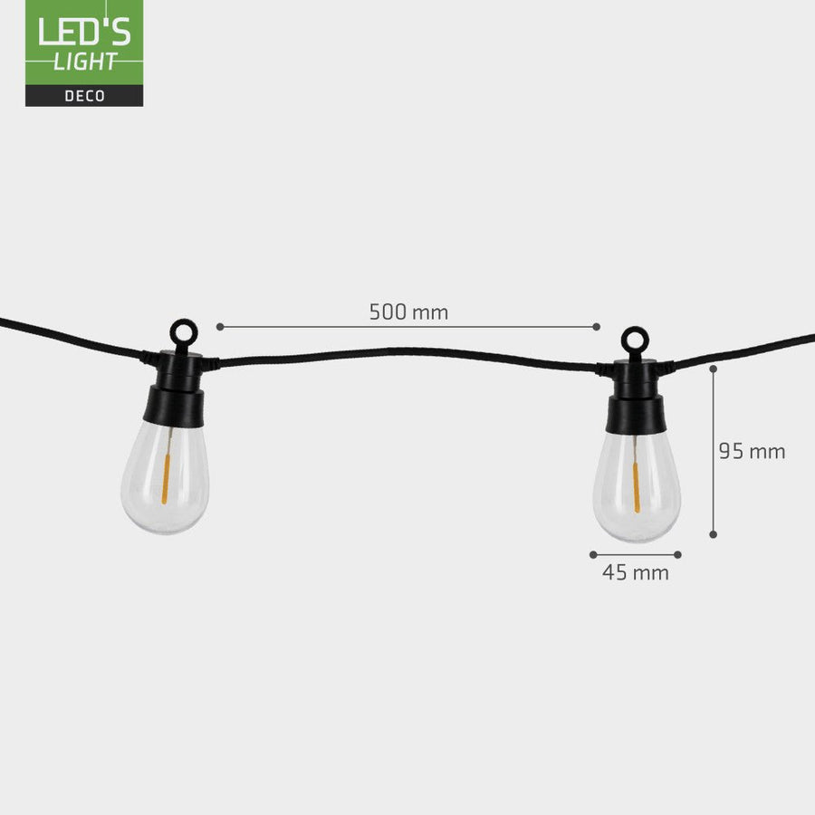 LED Lichterkette Light Deco Hybrid für Außen – 35lm 1800K – IP44 – 6,5 Meter lang - lidstore.shop